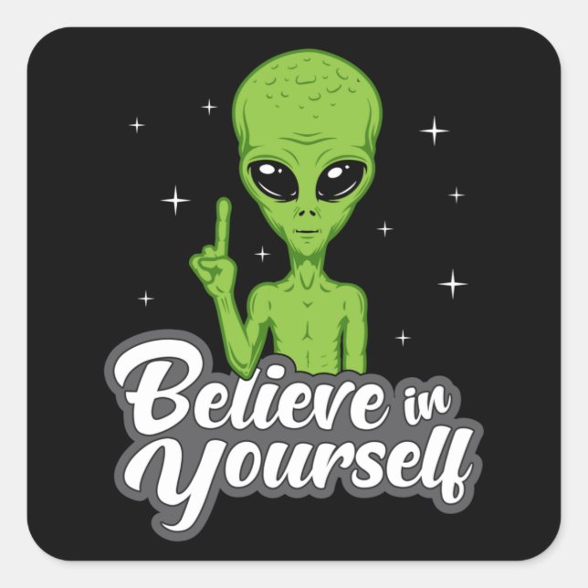 Alien Head Area 51 Ufo Aliens Space Funny Gift Square Sticker (Front)