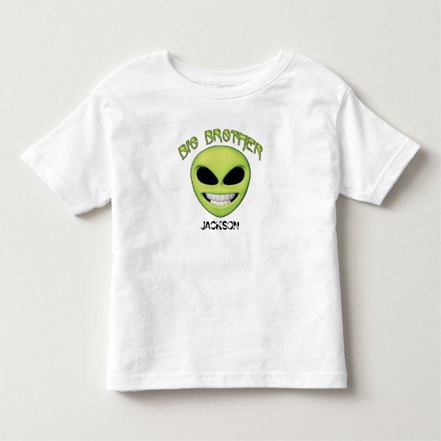 Alien Head Big Brother Personalized Toddler T-shirt (Front)