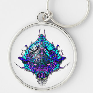 Alien Head - blue and purple Keychain