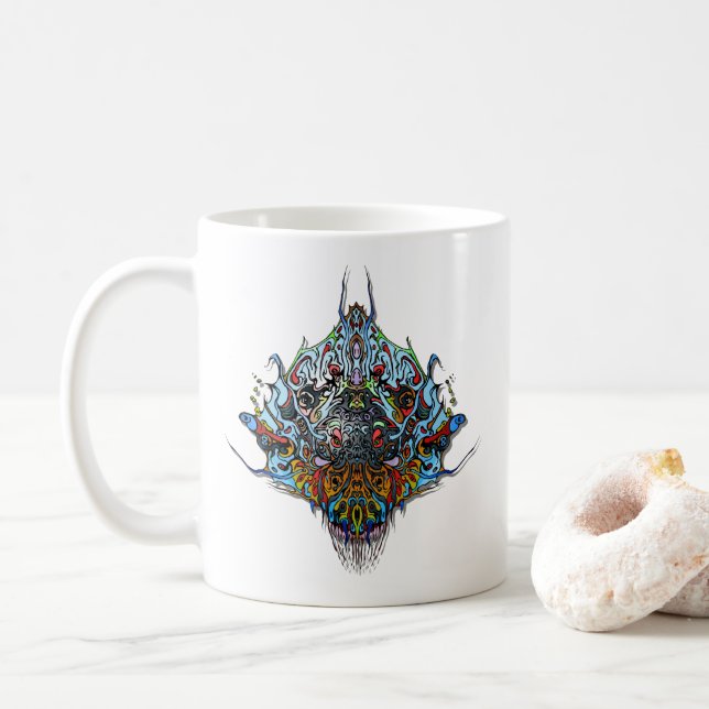 Alien Head - Blue Coffee Mug (With Donut)