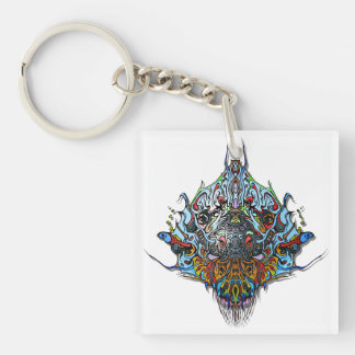 Alien Head - Blue Keychain