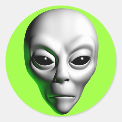 Alien Head Classic Round Sticker