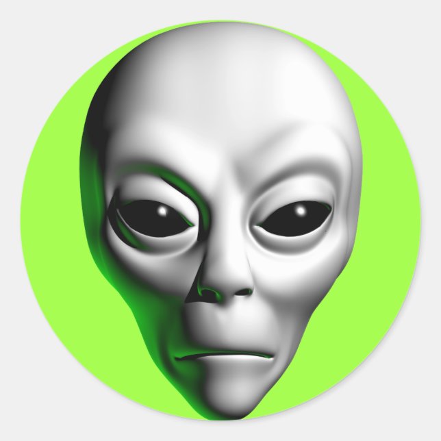 Alien Head Classic Round Sticker (Front)