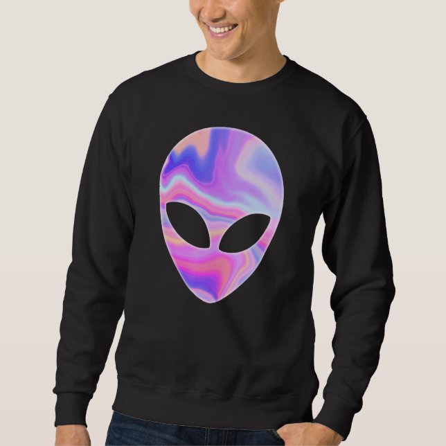 Alien Head Colorful Rave UFO Sweatshirt (Front)