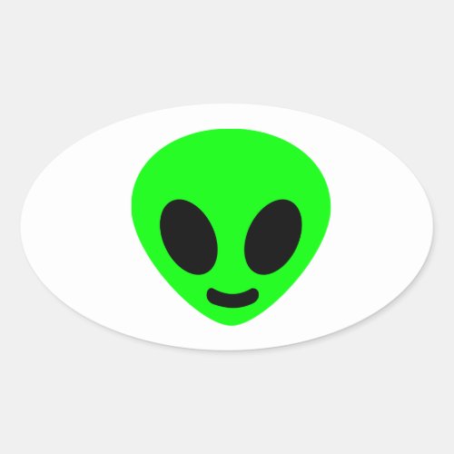 Alien head face oval sticker