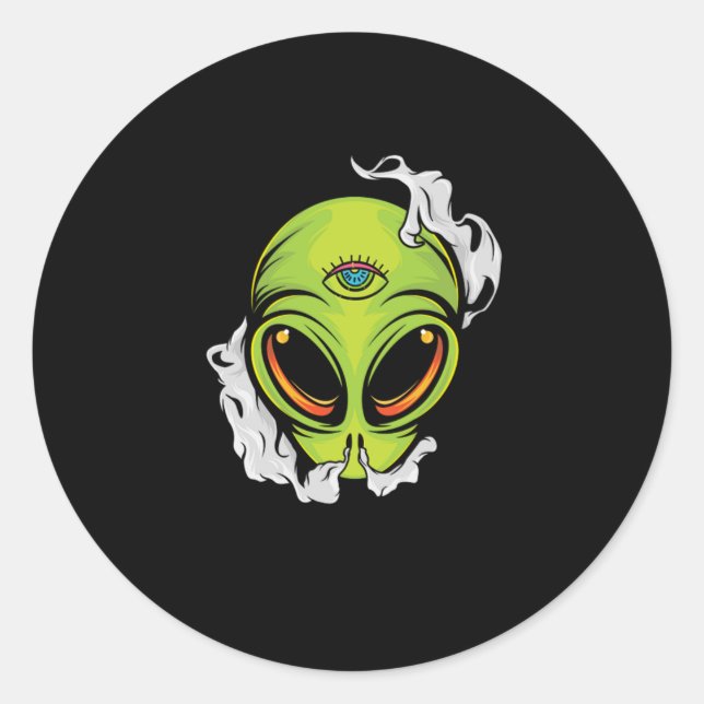 Alien Head Illuminati All Seeing Eye UFO Aliens Be Classic Round Sticker (Front)