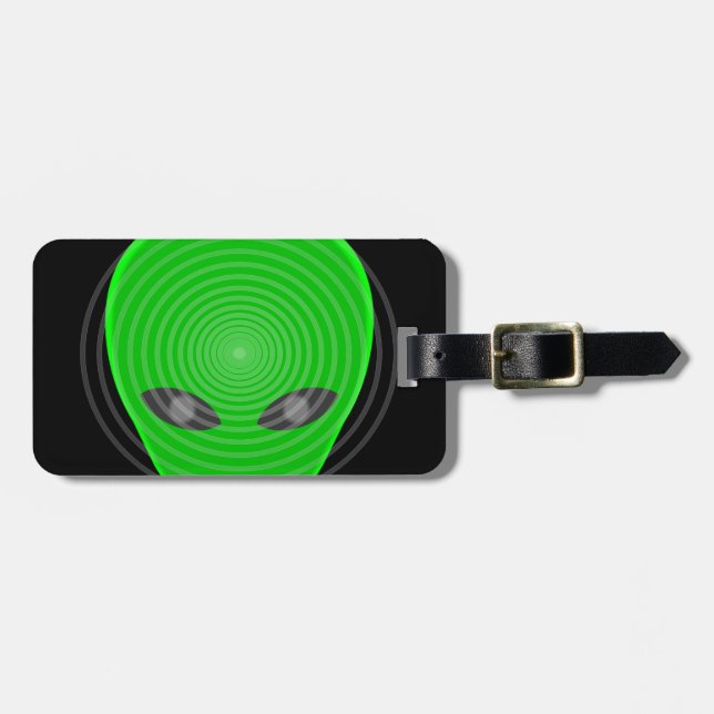 Alien Head Mind Control Luggage Tag (Front Horizontal)