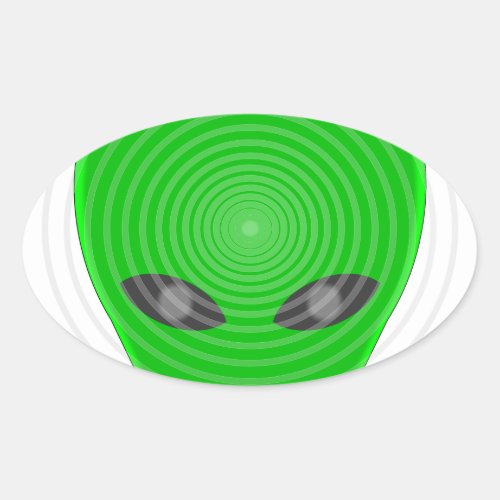 Alien Head Mind Control Oval Sticker