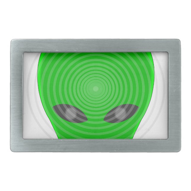 Alien Head Mind Control Rectangular Belt Buckle (Front)