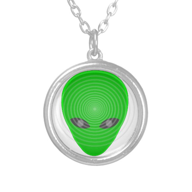 Alien Head Mind Control Silver Plated Necklace (Front)