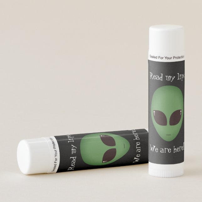 Alien Head Outer Space Fun Green Illustration Lip Balm (Front)