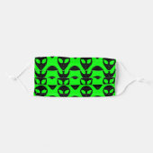 Alien Head Pattern Neon Green Black Adult Cloth Face Mask (Front, Folded)