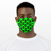 Alien Head Pattern Neon Green Black Adult Cloth Face Mask (Worn)