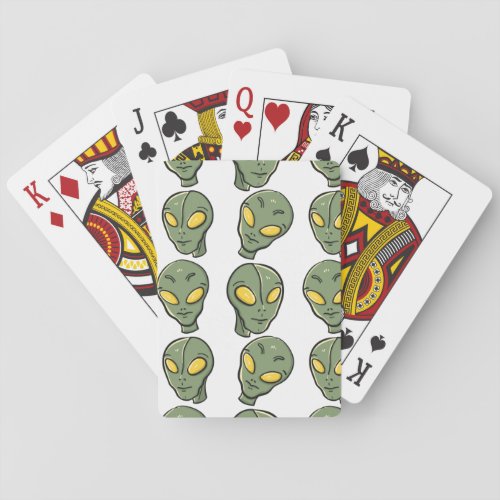 Alien Head Pattern Poker Cards