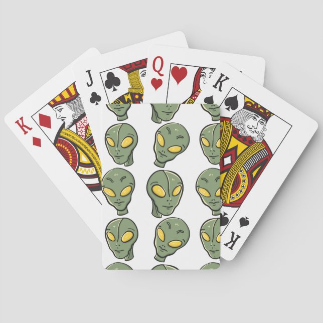 Alien Head Pattern Poker Cards (Back)