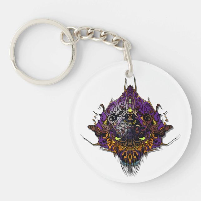 Alien Head - purple Keychain (Front)