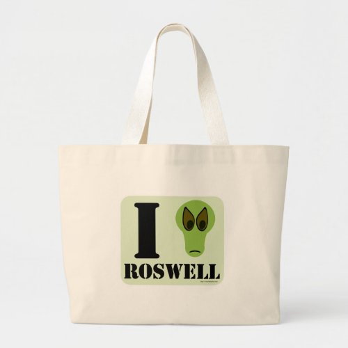 Alien Head Roswell Funny UFO Logo Love Large Tote Bag
