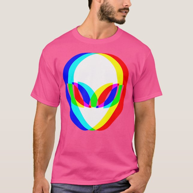 Alien Head Trippy Vaporwave Techno Rave Edm Music  T-Shirt (Front)
