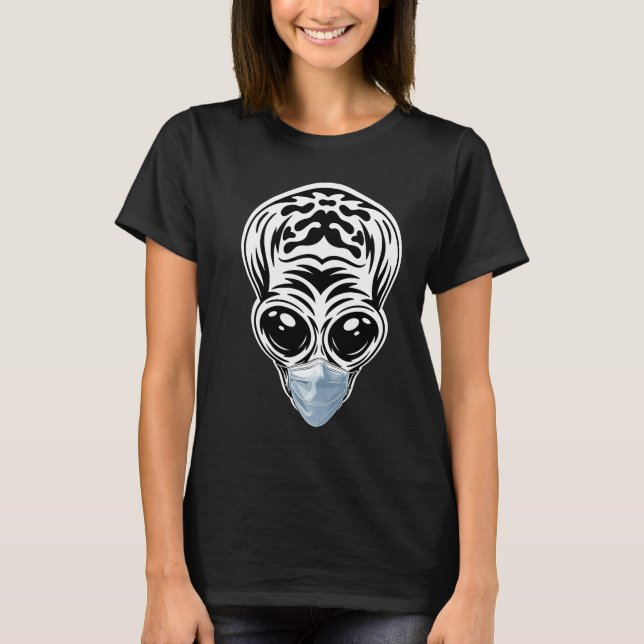 Alien Head UFO Face Mask I believe Aliens  UFO T-Shirt (Front)