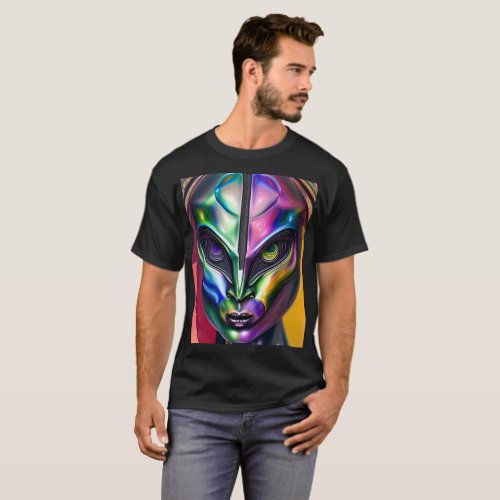 Alien Head with Neon Mask T_Shirt