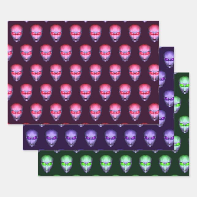 Alien Head Wrapping Paper Sheets (Set)