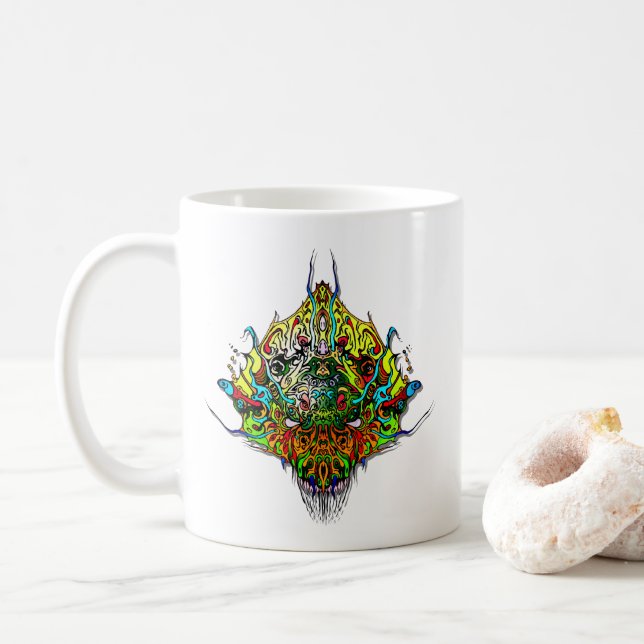 Alien Head - yellow Coffee Mug (With Donut)