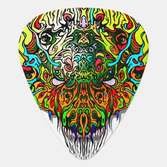Alien Head - yellow Guitar Pick (Front)