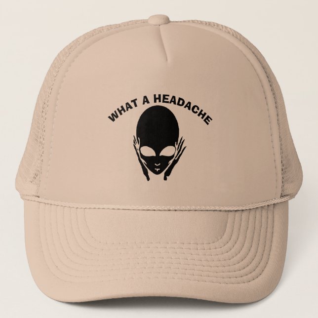 Alien Headache, edit add text to personalize,  Trucker Hat (Front)