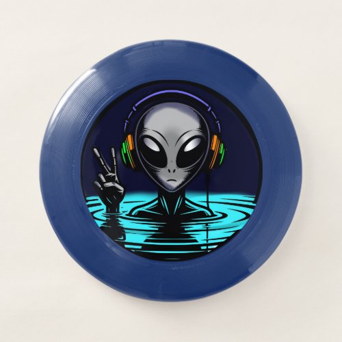 Alien Headphones giving Peace Sign  Wham_O Frisbee