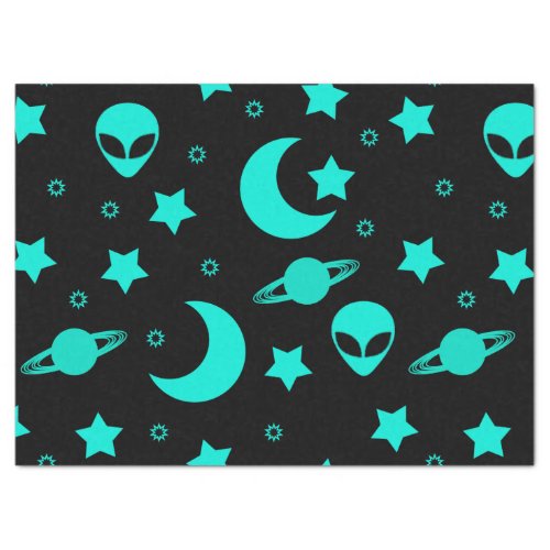 Alien Heads in Stars Outer Space Tissue Paper