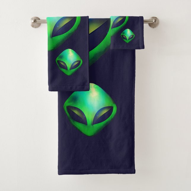 Alien Heads "We Are Here"  Bath Towel Set (Insitu)