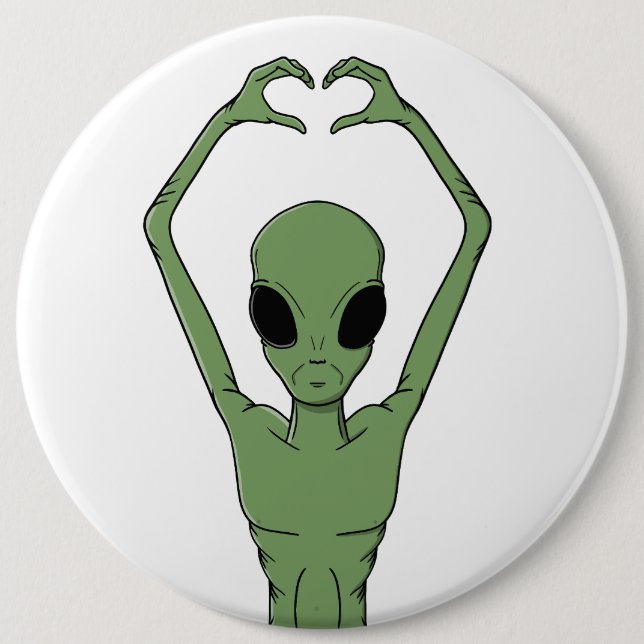 Alien Heart Pose Button (Front)