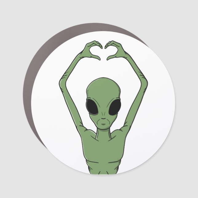 Alien Heart Pose Car Magnet (Front)
