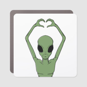 Alien Heart Pose Car Magnet