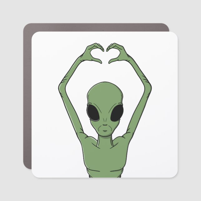 Alien Heart Pose Car Magnet (Front)