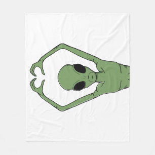 Alien Heart Pose Fleece Blanket