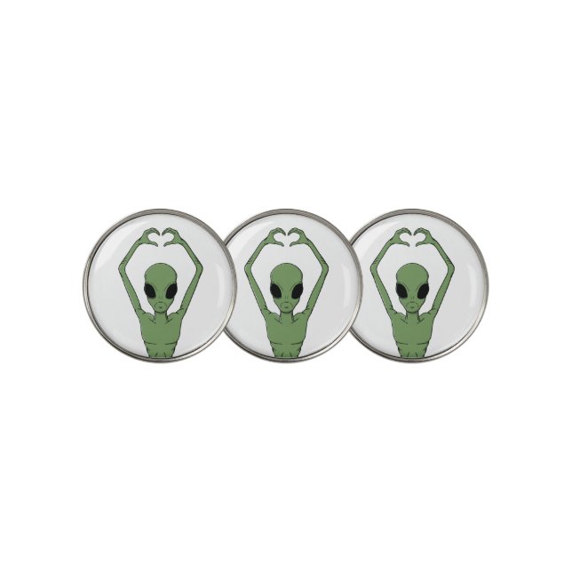 Alien Heart Pose Golf Ball Marker (3 Up)
