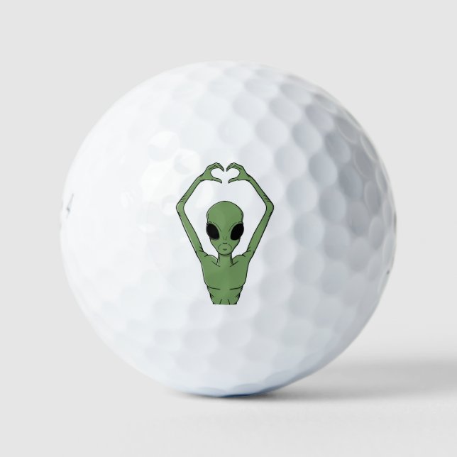 Alien Heart Pose Golf Balls (Front)
