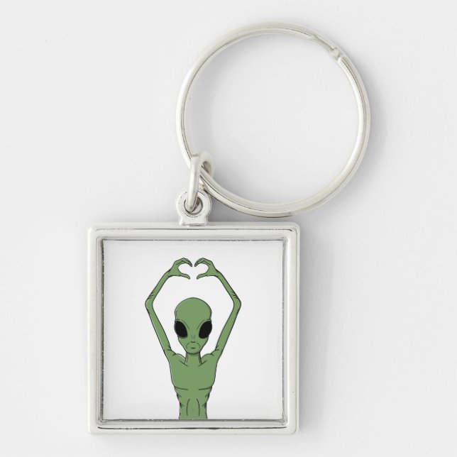 Alien Heart Pose Keychain (Front)