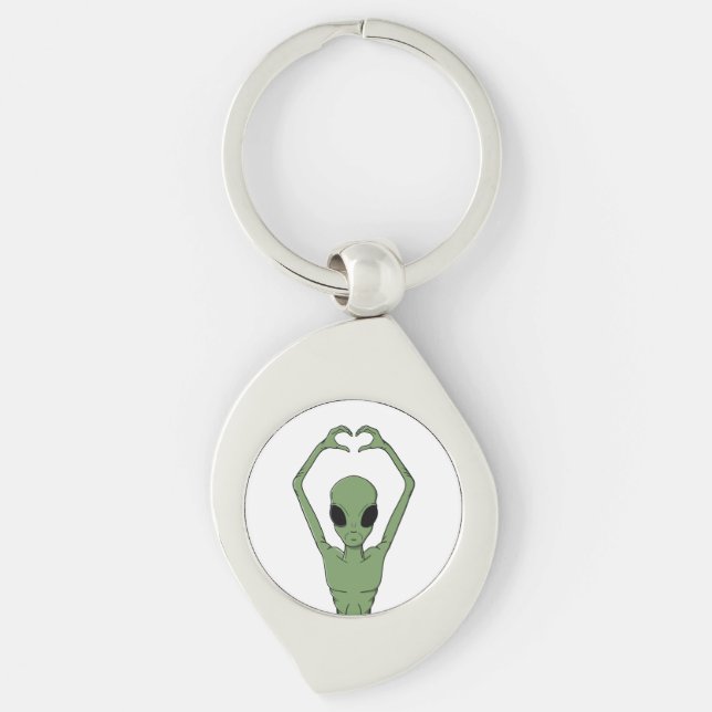 Alien Heart Pose Keychain (Front)