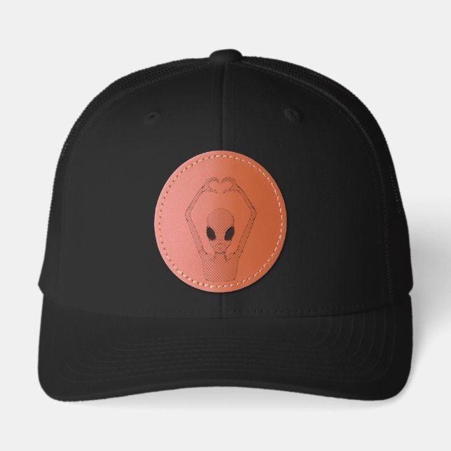 Alien Heart Pose Leather Patch Hat (Front)