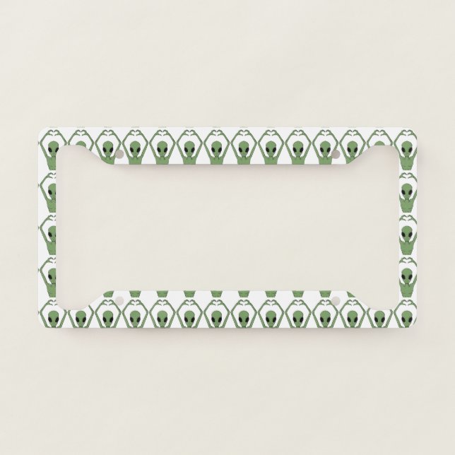 Alien Heart Pose License Plate Frame (Front)