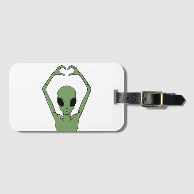 Alien Heart Pose Luggage Tag (Front Horizontal)