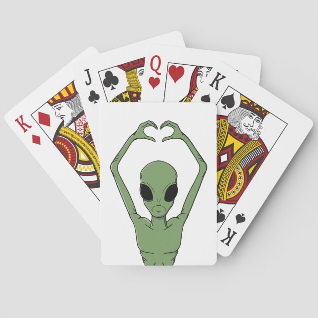 Alien Heart Pose Poker Cards (Back)