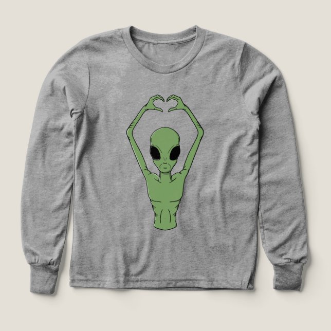 Alien Heart Pose Tri-Blend Shirts (Design Front)