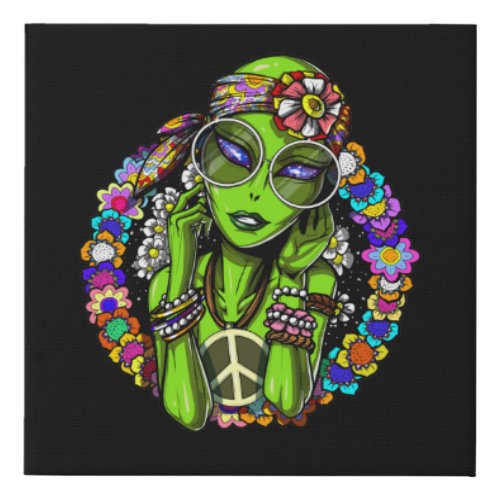 Alien Hippie Faux Canvas Print