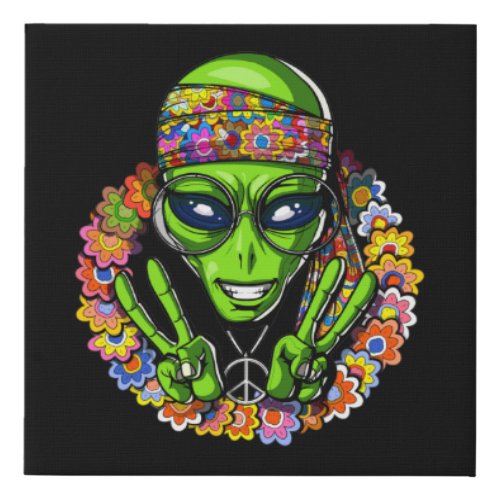 Alien Hippie Faux Canvas Print