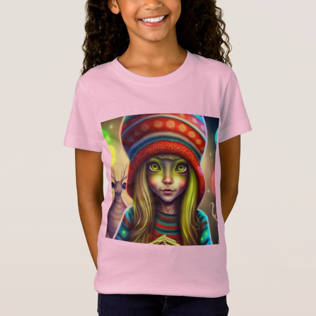 Alien   Hippie Girl Gift. T-Shirt (Front)