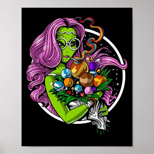 Alien Hippie Girl Poster