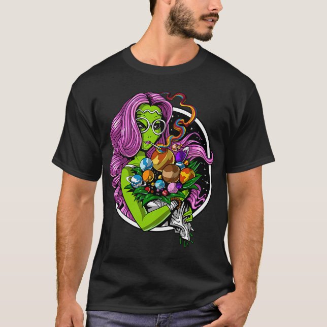 Alien Hippie Stoner T-Shirt (Front)